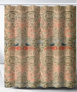 Yellow Peacock and The Dragon William Morris Shower Curtain for Bold Bathroom Decor