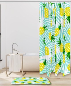 Yellow Pineapple Pattern Shower Curtain - Waterproof Fabric - Bathroom Decor - Home Decor