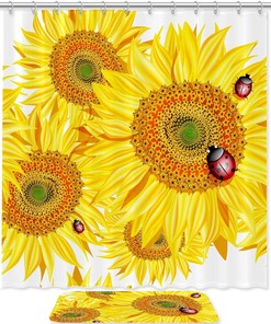 Yellow Sunflower Shower Curtain - Floral Bath Decor
