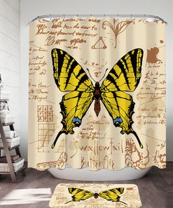 Yellow Swallowtail Butterfly Shower Curtain - Colorful Bathroom Decor - Home Accessory