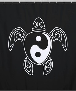 Yin Yang Honu Hawaiian Sea Turtle Shower Curtain - Afrocentric Bathroom Decor - Home Accessory
