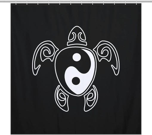 Yin Yang Honu Hawaiian Sea Turtle Shower Curtain - Afrocentric Bathroom Decor - Home Accessory