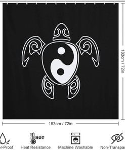 Yin Yang Honu Hawaiian Sea Turtle Shower Curtain - Afrocentric Bathroom Decor - Home Accessory