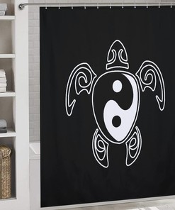 Yin Yang Honu Hawaiian Sea Turtle Shower Curtain - Afrocentric Bathroom Decor - Home Accessory