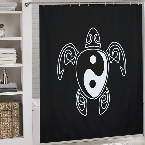 Yin Yang Honu Hawaiian Sea Turtle Shower Curtain - Afrocentric Bathroom Decor - Home Accessory