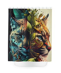 Yin Yang Wildcats Shower Curtain - Tigers Bathroom Decor - Cat Lovers Theme - Housewarming Gift