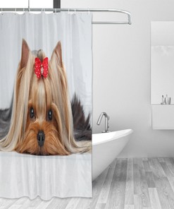 Yorkshire Terrier with Ribbon Shower Curtain for Cloth Fabric Bathroom Decors