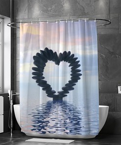Zen Heart Shower Curtain - Calming Bathroom Decor with Black Zen Stones and Home Decoration