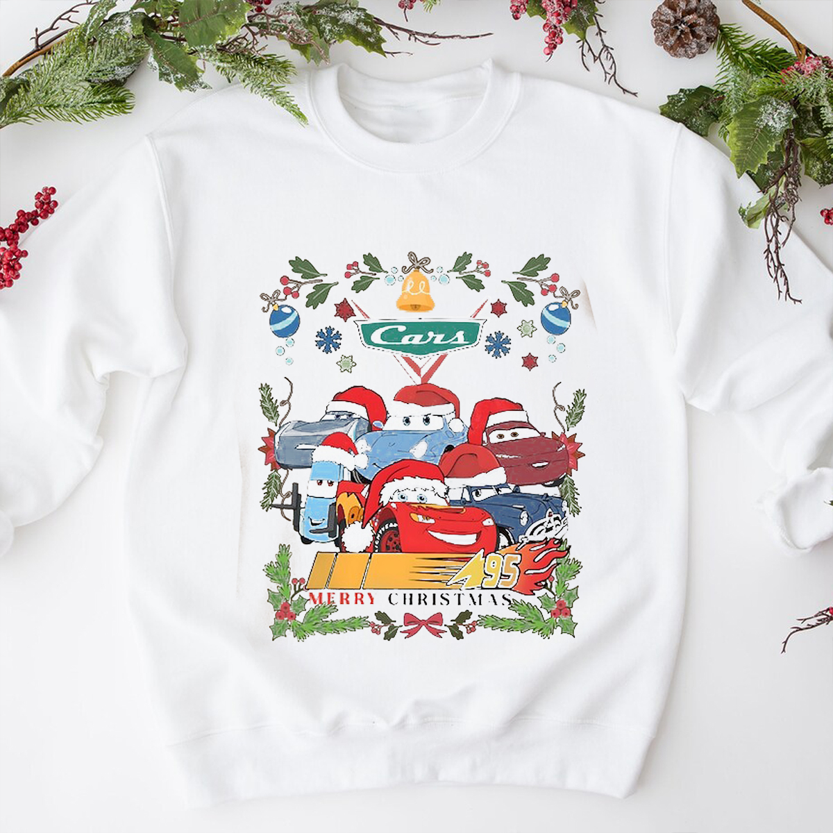 Disney Cars Christmas Shirt, Lightning McQueen Tow Mater Christmas Sweatshirt, Disney World Merry Christmas Hoodie, Disneyland Holiday Tee