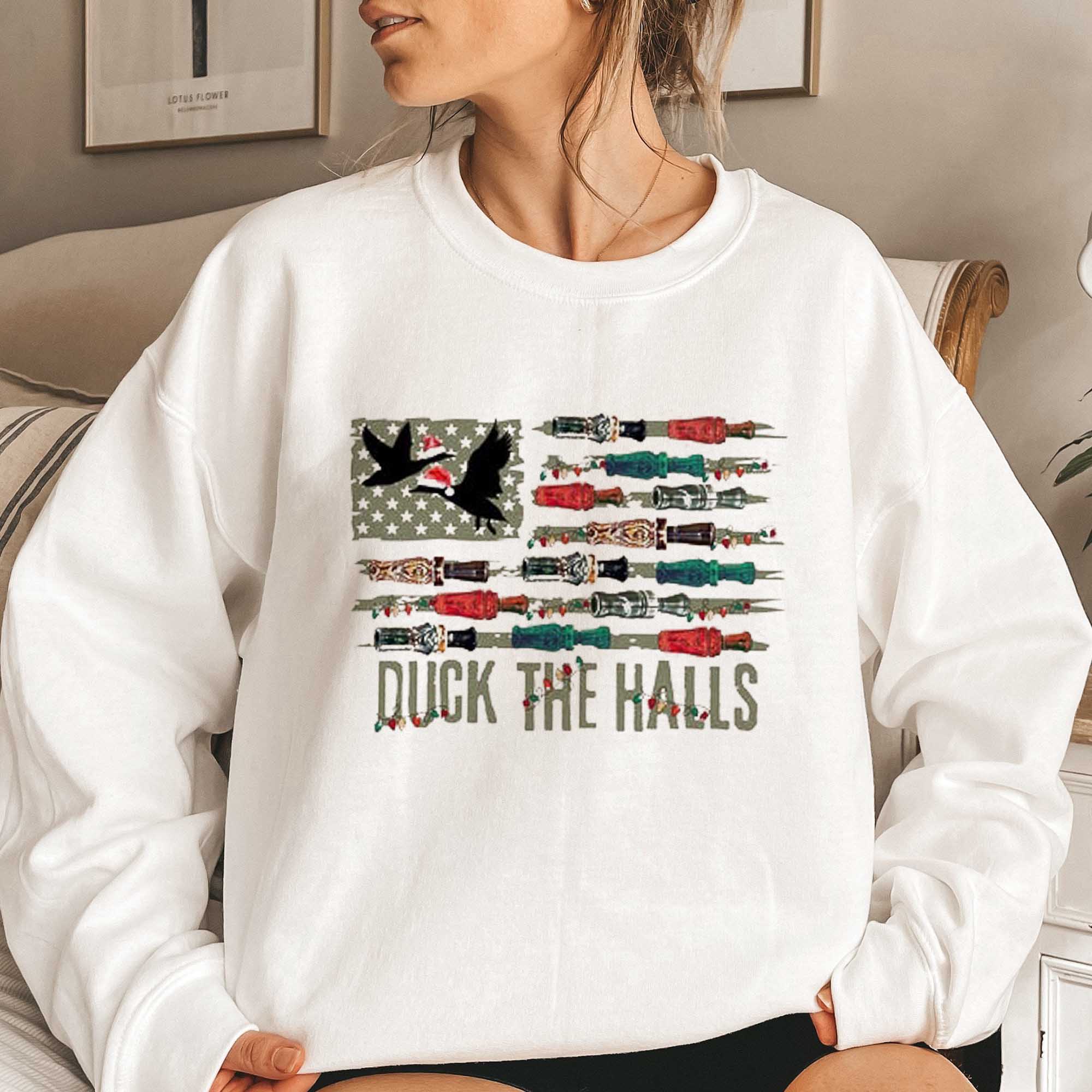 Duck the Halls Christmas Sweatshirt, Christmas Duck Hunting Sweater, Christmas Hunting Sweatshirt, Mallard Duck Hoodie, Duck Hunting Gifts