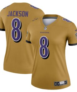 Lamar Jackson Baltimore Ravens Nike Women's Inverted Legend Jersey - Gold