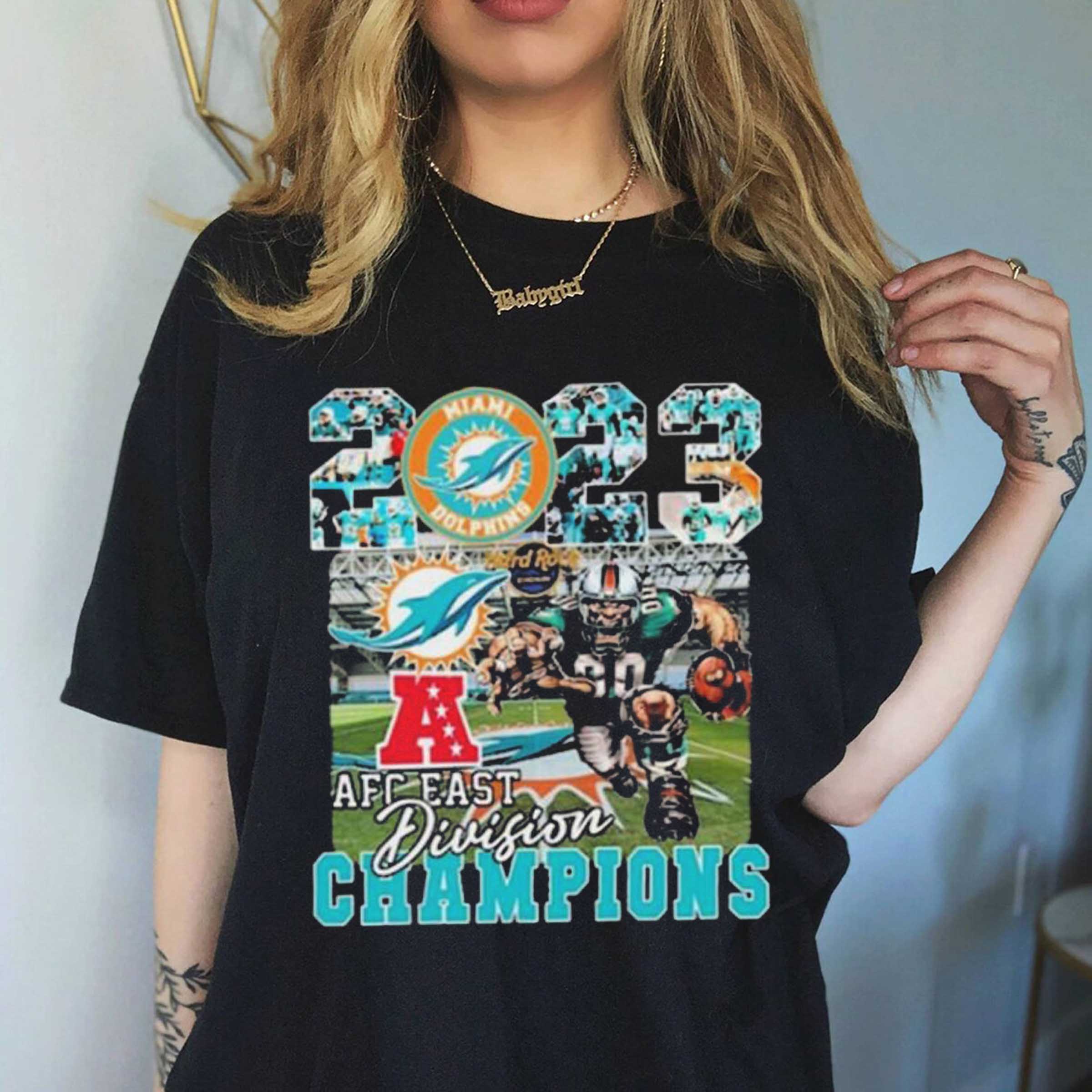 Miami Dolphins Mascot 2023 AFC East Division Champions Shirt Sweatshirt Hoodie NFL Shirt