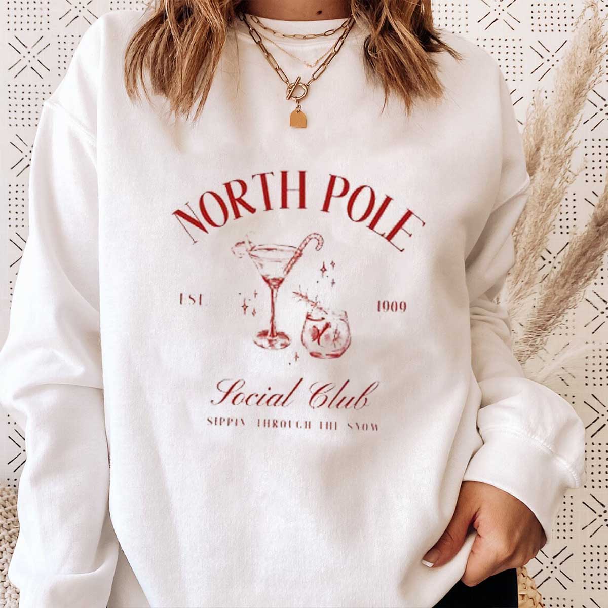 North Pole Club Sweatshirt Christmas Cocktail Social Club Shirt Holiday Sweater Merry Xmas Martini Club Crewneck Northpole Vintage Santa Top