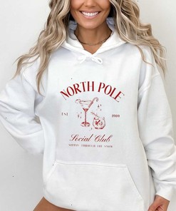 North Pole Club Sweatshirt Christmas Cocktail Social Club Shirt Holiday Sweater Merry Xmas Martini Club Crewneck Northpole Vintage Santa Top