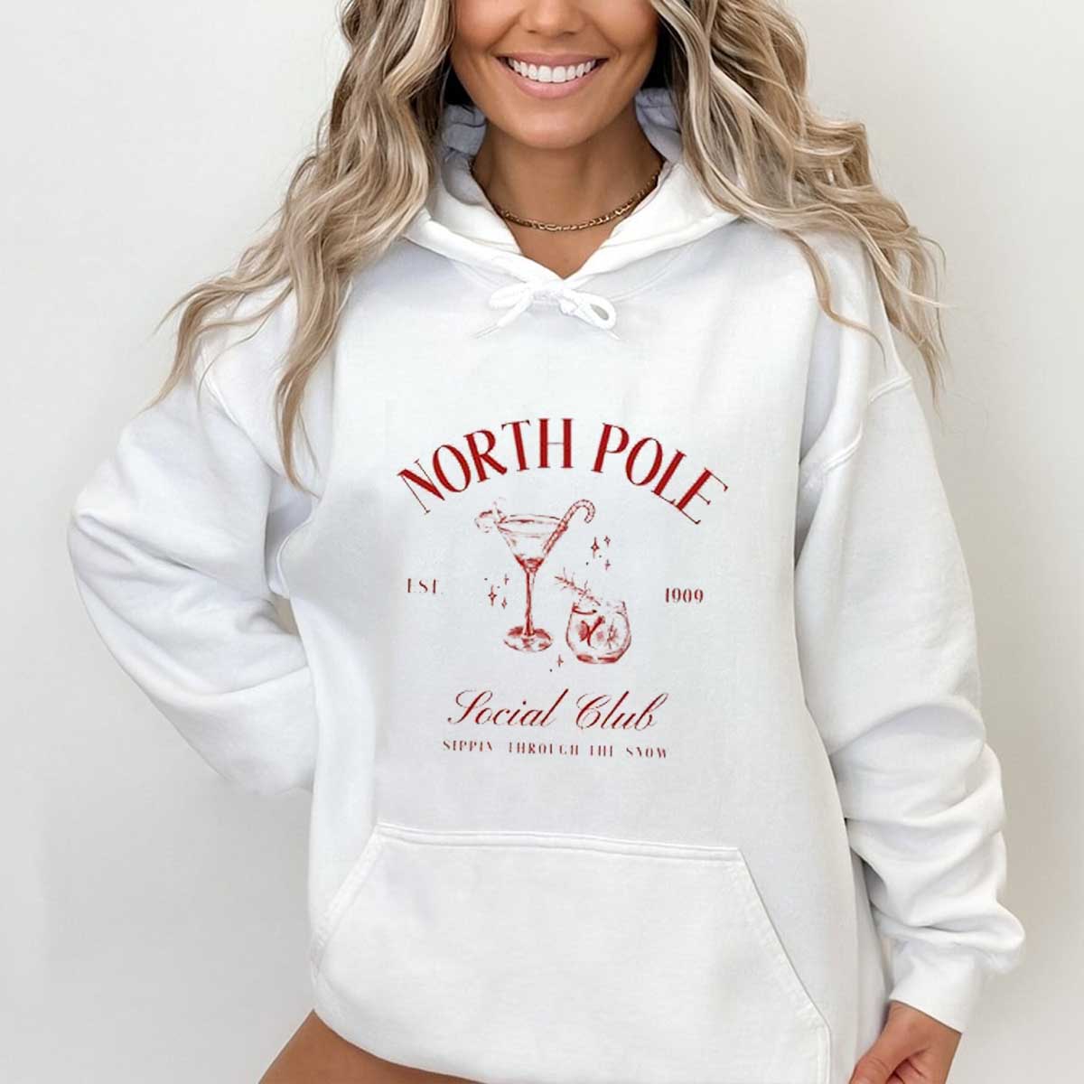North Pole Club Sweatshirt Christmas Cocktail Social Club Shirt Holiday Sweater Merry Xmas Martini Club Crewneck Northpole Vintage Santa Top