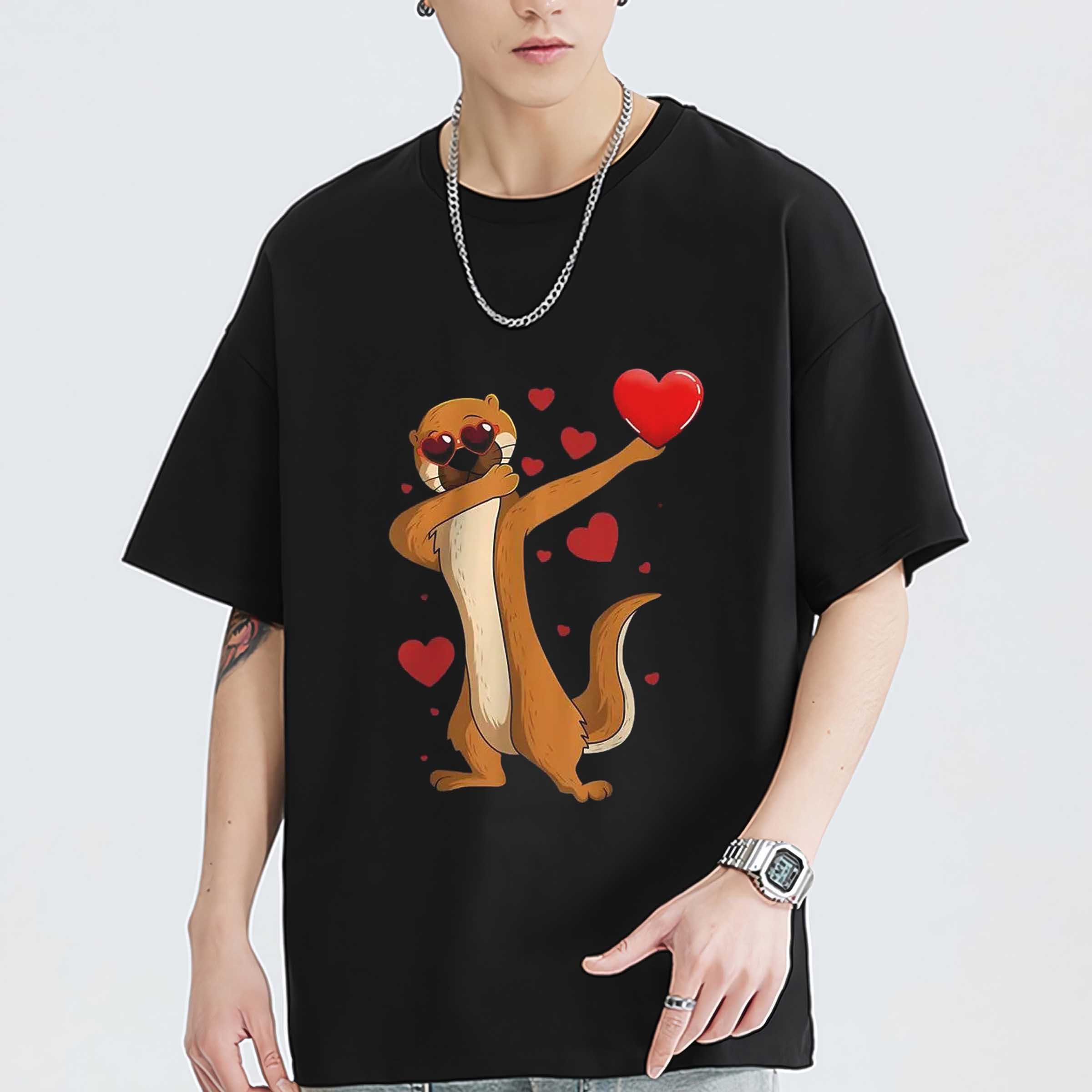 Otters Funny Dab Dance Valentine Day Sea Otter Lover T-Shirt, Sweatshirt, Hoodie