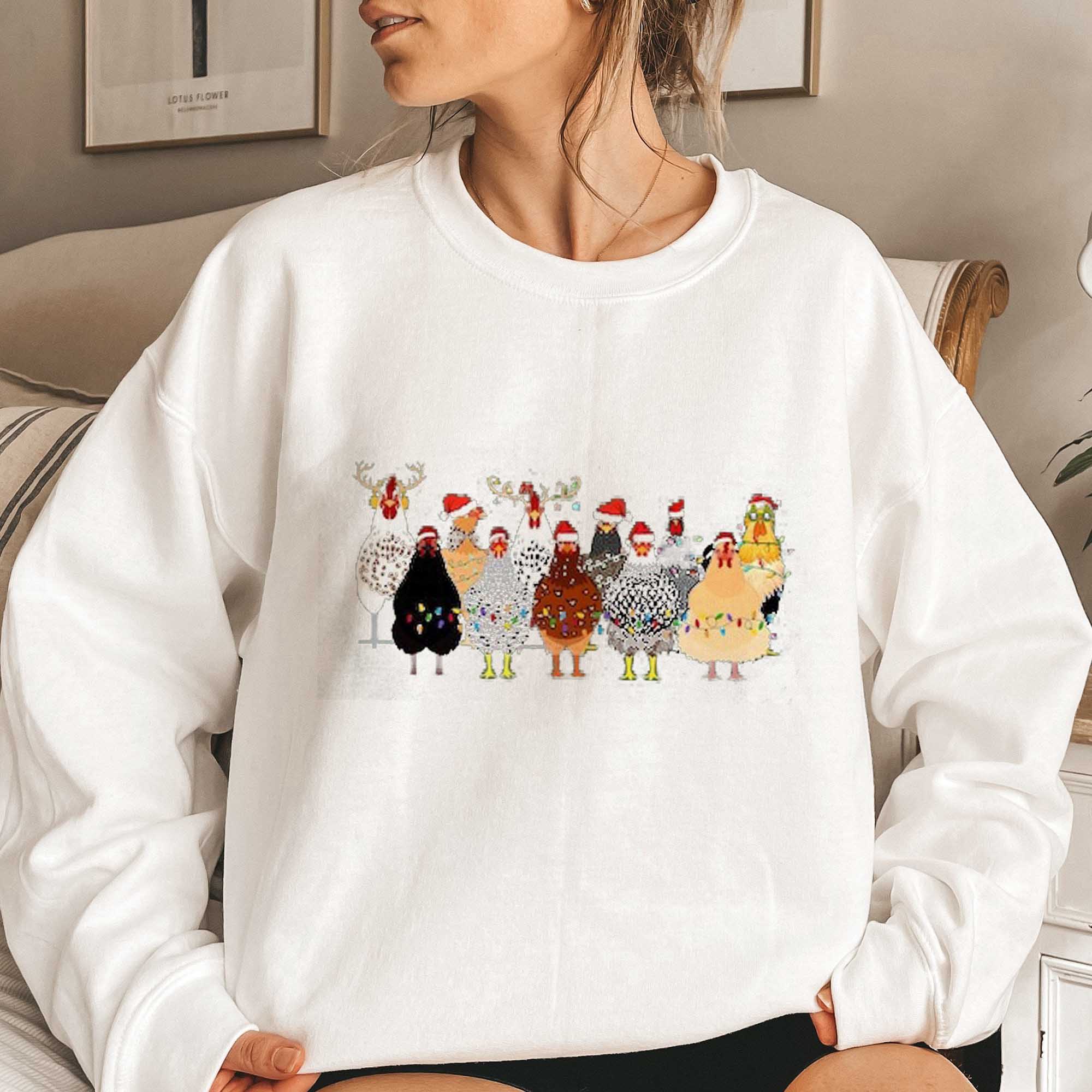Сute Christmas Chickens Sweatshirt, Funny Christmas Chicken Sweater, Christmas Crewneck, Holiday Sweatshirt, Christmas Farm Shirt