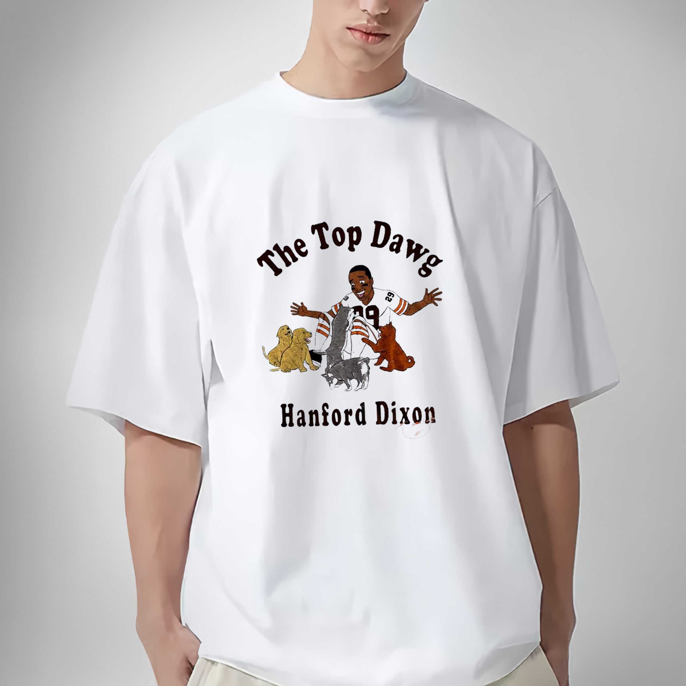 The Top Dawg Cleveland Browns Hanford Dixon playing with puppies Shirt Sweatshirt Hoodie