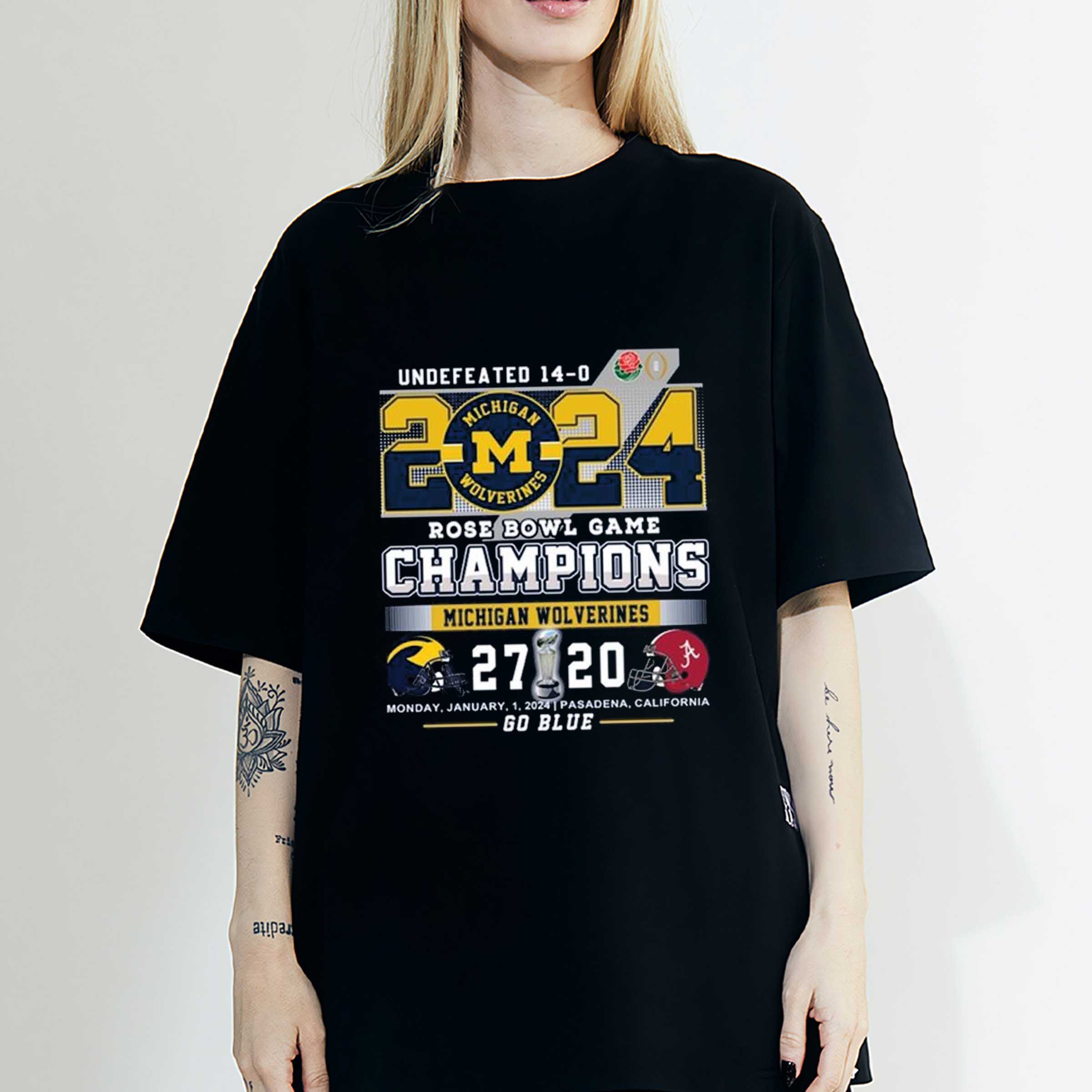 Michigan Wolverines 2024 Undefeated 14 – 0 Rose Bowl Champions Go Blue Shirt, Sweatshirt, Hoodie